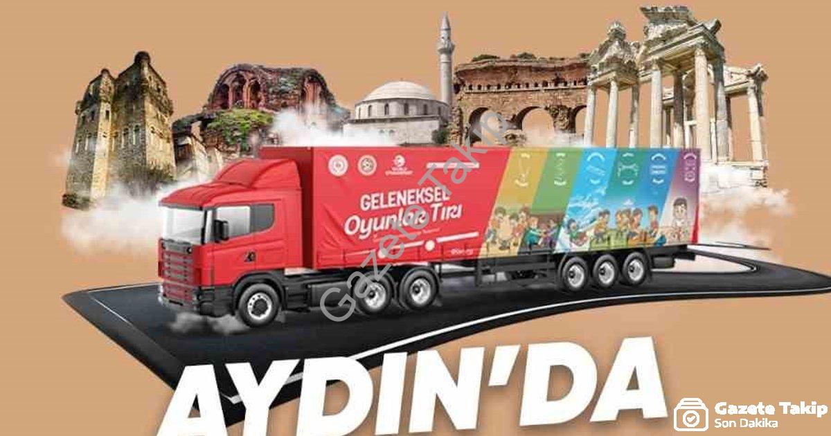 "Aydın'da Nostalji Şöleni: Geleneksel Oyunlar Tırı Geliyor!" başlıklı haber için fotorealistik, prof