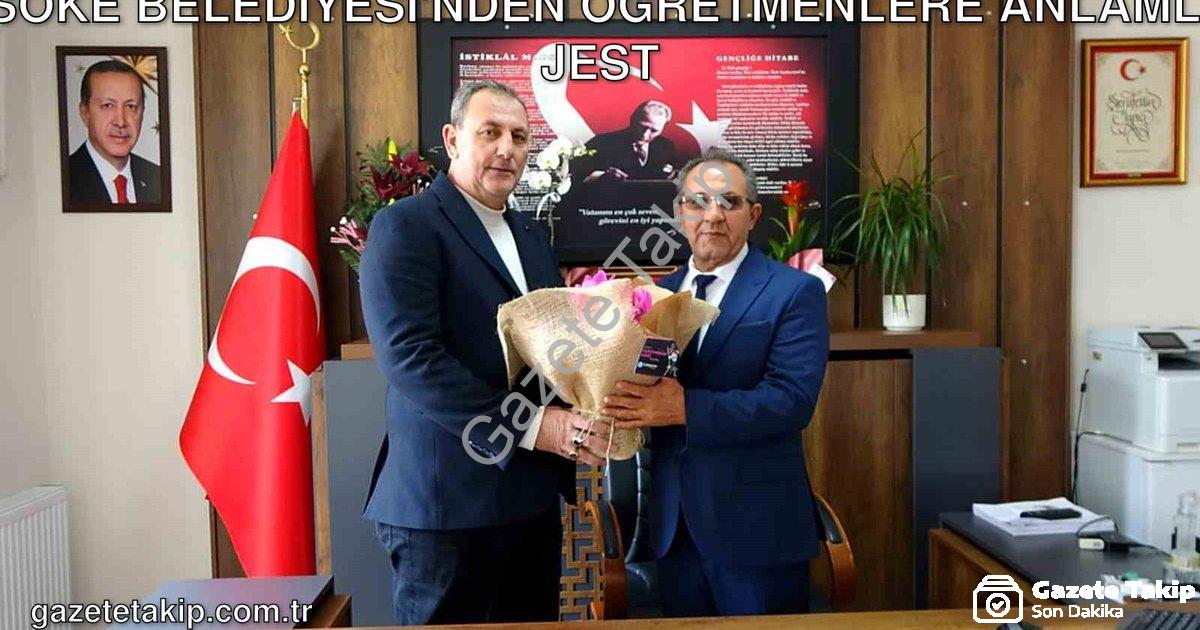 "Söke Belediyesi'nden Öğretmenlere Anlamlı Jest" başlıklı haber için fotorealistik, profesyonel bir