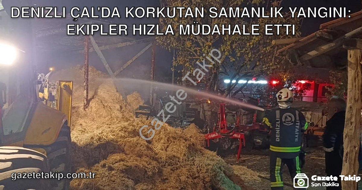 "Denizli Çal'da Korkutan Samanlık Yangını: Ekipler Hızla Müdahale Etti" başlıklı haber için fotoreal
